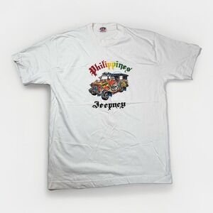 Vintage 90's Jeepney Philippines  White T-Shirt Sz Men's‎  Large L